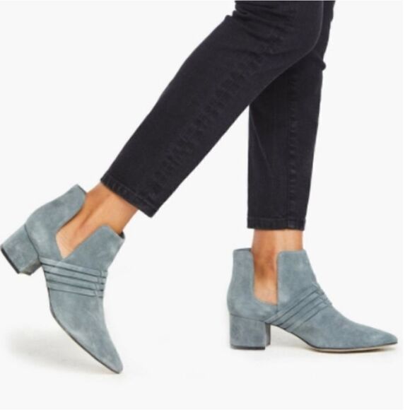 ABLE Joselyne Blue Gray Suede Leather Boho Western Cowgirl Ankle Boots Booties - Picture 1 of 12